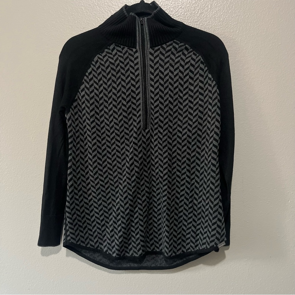 EDDIE BAUER- Black and Gray Half Zip Sweater Size S